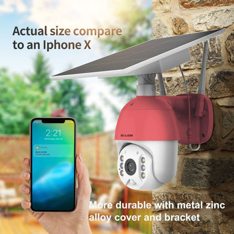 Outdoor WiFi Security Camera With Solar Power And Rechargeable Battery 360 Degree Pan Tilt 1080P HD Video Color Night Vision Motion Detection Two Way Talk Remote Access Easy Setup For Your Home Surveillance