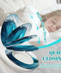 Generic Elongated Resin Toilet Seat for Bathroom with a wave design, showcasing quiet closing feature on a white toilet.