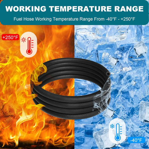 5/16 Inch ID Fuel Line Hose, Ten Foot Long, 302 PSI Push Lock NBR Rubber Fuel Hose for automotive, temperature range -40F to 248F