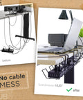 Under Desk Cable Management Tray With Clamps No Drill Cord Organizer For Home Office Desk Cable Tray Set Of 2 installed to reduce clutter.