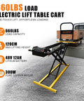 Heavy Duty 660 Lbs Electric Hydraulic Lift Table Cart With Portable Folding Scissor Design For Easy Warehouse Loading And Transporting Goods Onto Trucks Or Delivery Vans One Touch Control with cargo lifted.