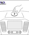 Hand applying Dead Simple Adhesive Dashboard Pad For Suction Cup Phone Holder And Gps Mount Replacement with super sticky grip base.
