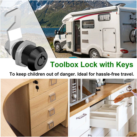 1 Pack Tubular Cam Lock With Keys Five Eighths Inch Keyed Alike Hook Cam Toolbox Locks For Tool Boxes Drawers Cabinets