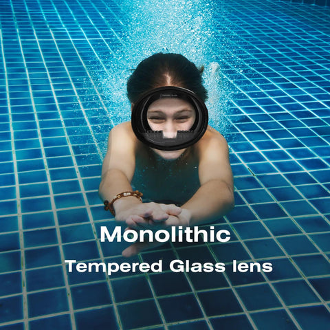 Person underwater wearing Diving Mask For Scuba Snorkeling And Freediving With Anti Fog Tempered Glass HD Wide View Lens