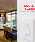 Z Wave Smart Rocker Light Dimmer With QuickFit And SimpleWire 3 Way Ready installed in living room wall