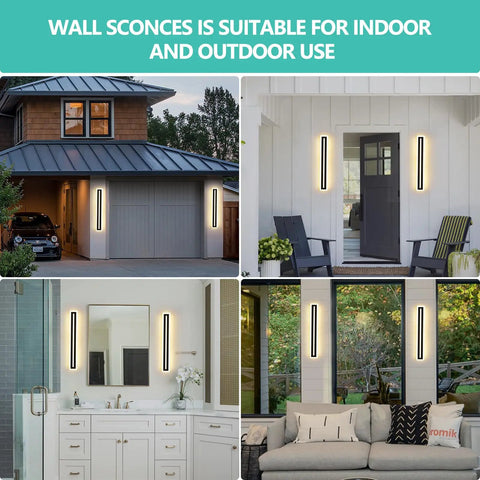 Modern Outdoor Wall Light Sconce 24W LED Exterior Lighting Fixture Waterproof 35.4 Inch Long Ideal For Garage Porch Patio Gates