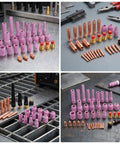 Tig Torch Accessory Kit With Stable Gas Support For Industrial Parts And Hobbyist Repairs, Includes Replacement Components And Consumables For Metal Fabrication To Keep Your Setup Kicking And Reliable, featuring ceramic nozzles and copper connectors.