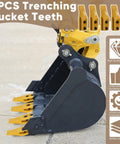 Trenching Bucket Teeth Kit Five Pack Bolt On Excavator Bucket Teeth Includes Ten Bolts And Nuts Heavy Duty Digging Bits, 5 pcs on excavator bucket