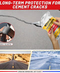 Crush Those Stubborn Cracks With This Heavy Duty Concrete Crack Filler And Asphalt Sealant, hand pouring flexible grey liquid into driveway crack.