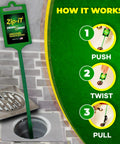 Hair Clog Remover 25 Inch Drain Snake Cleaner 3-Pack shown with usage instructions next to a shower drain for quick unclogging.