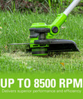 Real Deal Twenty Four Volt Twelve Inch Cordless String Trimmer And Two In One Lawn Edger cutting grass with precision in yard.