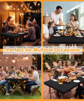 2 Pack Rectangle Fitted Table Covers For 6 Foot Tables 30 Inches Wide By 72 Inches Long Stretchy Black Spandex Polyester Washable And Wrinkle Resistant Tablecloth For Indoor Outdoor Parties Picnics And Events Go To Table Setup displayed at various gatherings