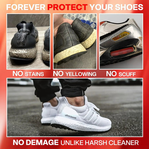 Sneakers with clean midsoles and no scuffs or yellowing, illustrating benefits of 2 Pack White Shoe Polish Marker For Midsoles And Stains.