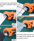 All In One Do It All Rotary Cutter Kit For Sewing And Quilting 104Pcs Includes 45Mm Cutter With 8 Extra Blades shown cutting materials
