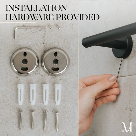 Matte Black 24 Inch Towel Bar Rack Heavy Duty Stainless Steel SUS 304 Wall Mounted Bathroom Kitchen Towel Holder installation hardware