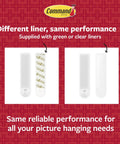 Picture Hanging Strips Variety Pack 10 Lb And 15 Lb White Adhesive showing green and clear liners for damage-free hanging.