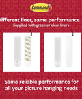Damage Free Picture Hanging Strips Medium 10 Lb Capacity 132 Pairs 264 Strips Easy Install No Tools Required Holds Frames Up To 18 By 24 Inches Works On Smooth Surfaces White Adhesive Ideal For Home Decor And Wall Display with green and clear liners