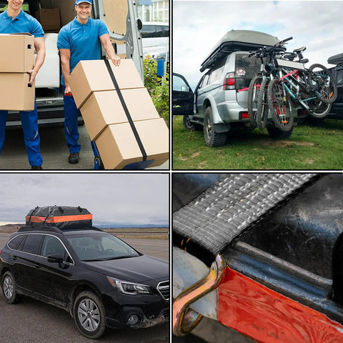 Heavy Duty Ratchet Tie Down Straps Six Pack One Inch Wide By Six Feet Long Black Polyester Cargo Hauling And Motorcycle Tie Downs With Tough As Nails Hardware used securing boxes in a moving van.