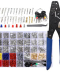 Pro Grade Automotive Wire Crimp Pins Kit With 1.0 To 3.5mm Male And Female Terminals Seals Removal Tool 950 Piece Case Box Heavy Duty Crimp Tools Set For Car Truck Motorcycle ATV displayed with crimping tool and organized case