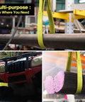 Bulldog Tough Rock Solid 4 Inch By 20 Foot 2 Ply Polyester Lifting Sling Strap Flat Eye Design 11200 Lbs Vertical Load Rating securing steel pipe, vehicle, and welding rods.