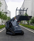 Compact Skid Steer Loader with Crawler Tracks and Wear Resistant Bucket for Easy Operation in Urban Streets, Homes, Dark Corners, and Tight Spaces, Workhorse for Landscaping, Small Construction, and Residential Projects.