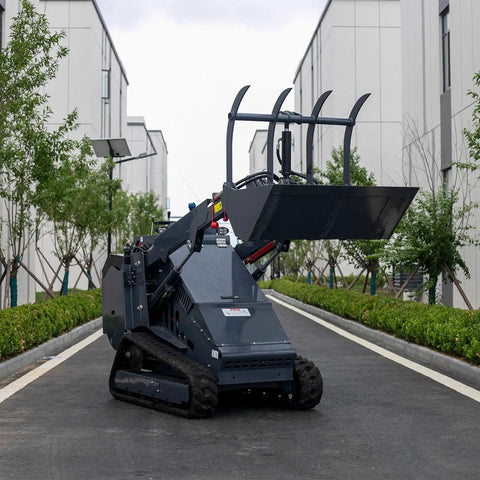 Compact Skid Steer Loader with Crawler Tracks and Wear Resistant Bucket for Easy Operation in Urban Streets, Homes, Dark Corners, and Tight Spaces, Workhorse for Landscaping, Small Construction, and Residential Projects.