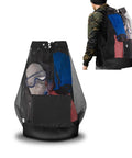 Mesh Scuba Diving Bag Backpack For Snorkeling Gear And Water Sports Equipment Carrier With Breathable Mesh Design And Comfortable Straps Plus Waterproof Phone Pocket For Easy Carry Anywhere showcasing gear inside