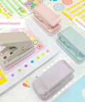 2 Pack Mini Hole Punch 6mm Circle Holes Ultra Compact 10 Sheet Capacity Pocket Sized Puncher for paper.