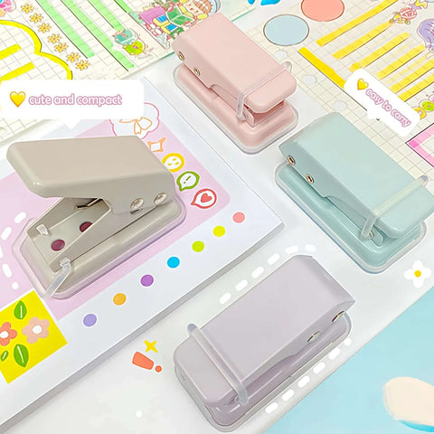2 Pack Mini Hole Punch 6mm Circle Holes Ultra Compact 10 Sheet Capacity Pocket Sized Puncher for paper.