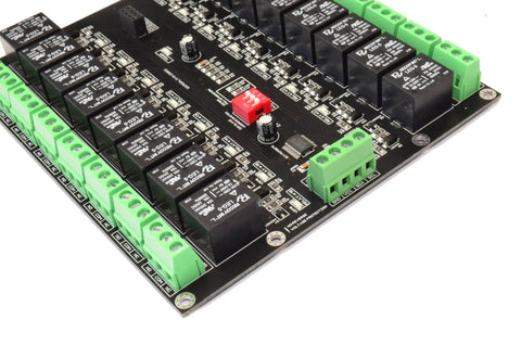 16 Channel I2C Relay Board With PCF8575 Expander for Arduino Raspberry Pi ESP32, showcasing relays and connectors.