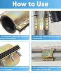 KUJIBGY 4-inch water pipe repair clamp, metal with bolts, shown in a four-step installation guide.