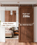 Stainless Steel Sliding Barn Door Hardware Kit 6 Foot, Smooth Quiet Operation, Easy Install, Heavy Duty Track For 36 Inch Single Wood Door