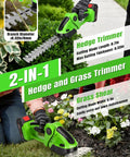 "Cordless 2 In 1 Electric Hedge Trimmer With Dual Blades, 2000RPM Handheld Grass Cutter, Includes 2 Rechargeable Batteries" in use