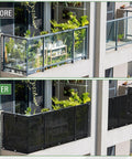3 Ft By 30 Ft Balcony Screen Privacy Fence Cover HDPE UV Resistant Outdoor Mesh Privacy Screen Shield for deck patio visible after installation.
