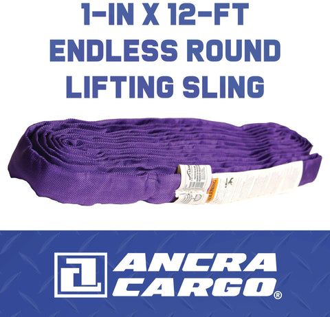 Endless Round Lifting Sling 1 Inch By 12 Feet Purple Lightweight Yet Built Tough With Looped Synthetic Yarn Core.