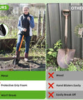Comparison of Extra Long 43.7 Inch Spade Shovel With Heavy Duty Steel Handle for digging gardening camping yard work and old shovel