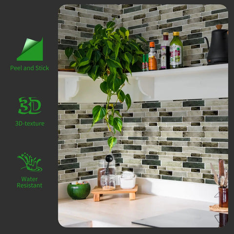 Peel And Stick Marble Backsplash For Kitchen And Bath, 3D Self Adhesive Wall Tiles, No Grout Needed, Easy Install on kitchen wall.