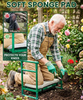 Elderly man using Beefy 500LB Capacity Garden Kneeler And Seat Two In One Garden Bench Foldable Stool for gardening