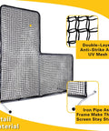 Heavy Duty L Screen Pitching Net For Baseball And Softball Batting Cage 7x7 Beefed Up Backyard Protector With 32mm Steel Frame