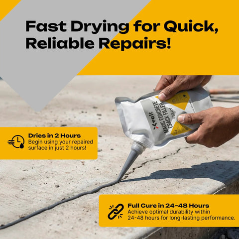 Person applying Concrete Crack Filler Workhorse Self Leveling Sealant For Cement And Slab Repair Waterproof High Elasticity Caulk Sealer