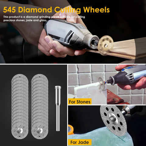 Dope 30 Piece Diamond Cutting Wheel Kit for Rotary Tools With 6 Mandrels and Screwdriver, 22mm Cutting Discs for Metal Wood