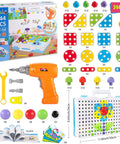 244 Piece Electric Screwdriver Building Kit for Kids 4 to 10 years old DIY construction blocks with nuts bolts wheels
