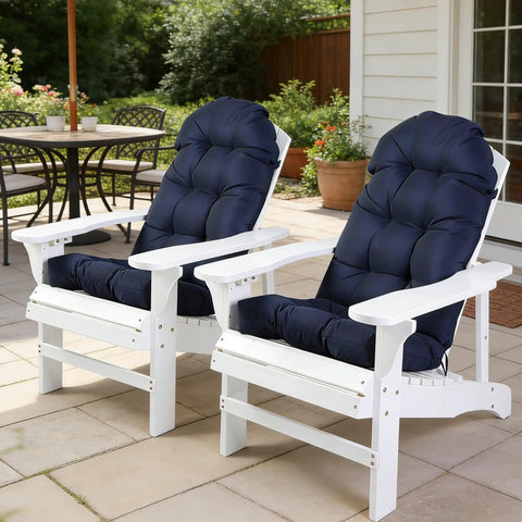 Adirondack Chair Cushions Set Of 2 Weather Resistant High Back Rocking Patio Cushions Indoor Outdoor Tufted Thick Seat Pads