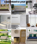 Collage of Custom Size Bench Cushion With Linen Cover And Zipper For Indoor Outdoor Benches Universal Fit Seat Pad on various benches