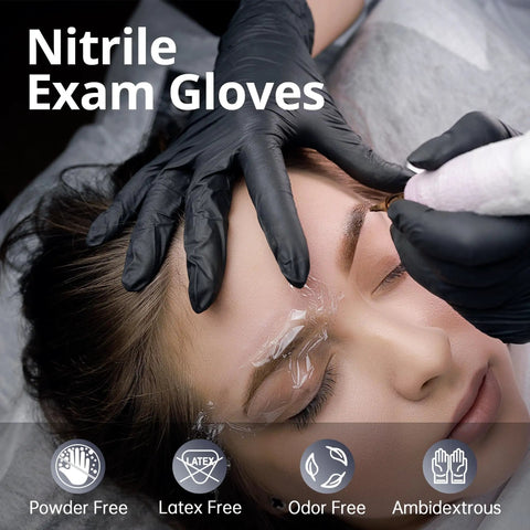 Disposable Nitrile Gloves Black Latex Free Powder Free Non Sterile 100 Count Box Medium For Cooking And Esthetician Use used in exam