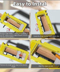 All-In-One Door Hinge Jig Kit For Routers, Adjustable Template For Three To Five Inch Door Hinge Mortises, in use on wood surface.