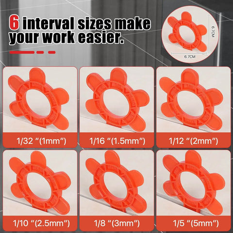 Hexagon Tile Spacers Set 100 Pcs 1 To 5 Mm Six Sizes In One Large 6.7 Cm Reusable Plastic Tile Leveling Shims Color Coded Gap Clips