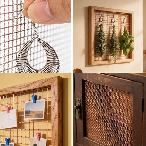 DIY Copper Mesh Jewelry Organizer Sheet 8.2 By 11.8 Inches 18 Mesh Earring Display Grid for Picture Frames and Wall Decor