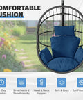 Hanging Egg Chair With Stand For Indoor And Outdoor Relaxation And Kick Back Vibe 350 Lb Capacity Waterproof PE Rattan Wicker Swing Seat