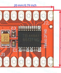 Close-up of TB6612FNG dual motor driver board, four-pack for Arduino Raspberry Pi, compact design with dimensions 20mm x 20mm.
